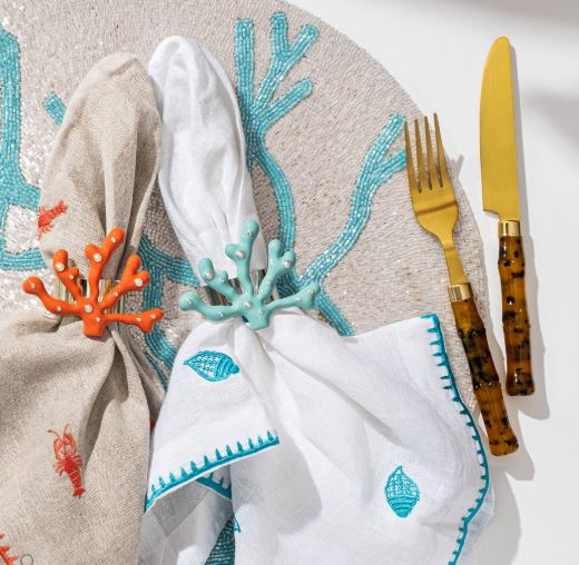 Coral Napkin Rings-Design B  S/4