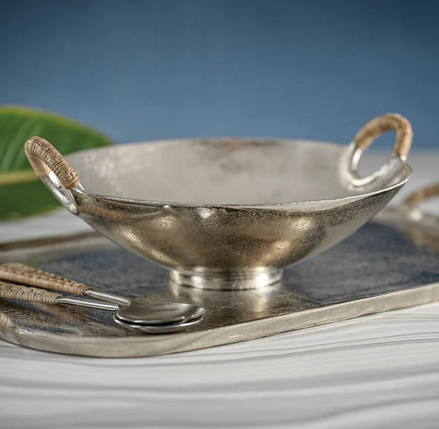 Mendocino Aluminum Bowl w/ Rattan Handles