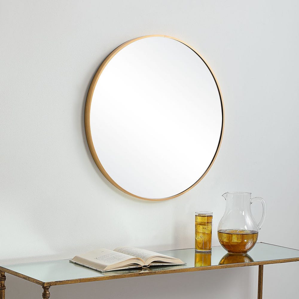 Round Brushed Gold Mirror 34