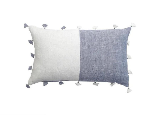 Chambray Blue Tassels So Soft Pillow