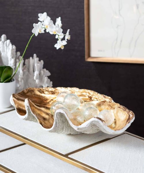 Clam Bowl Large (Ambered Silver Leaf)
