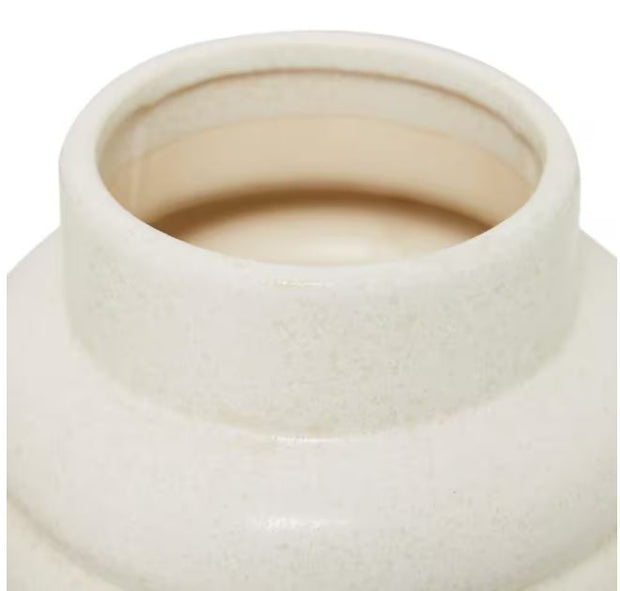 White Ceramic Vase with Stacked Ribbing