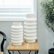 White Ceramic Vase with Stacked Ribbing