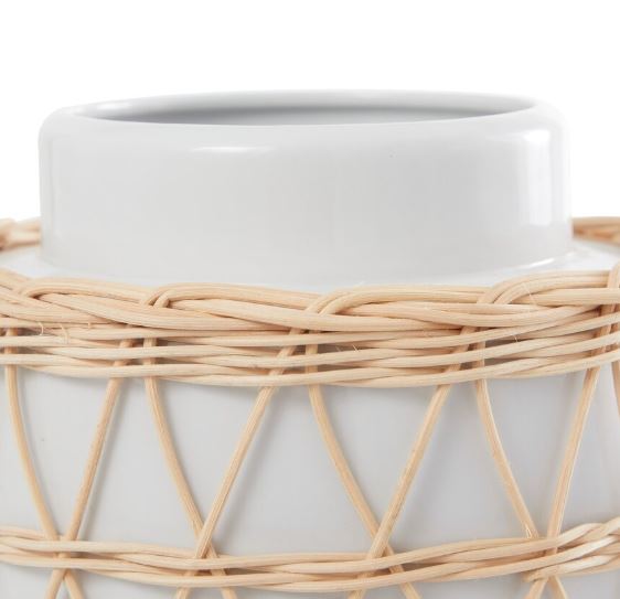 White Ceramic Linen Vase - Tall