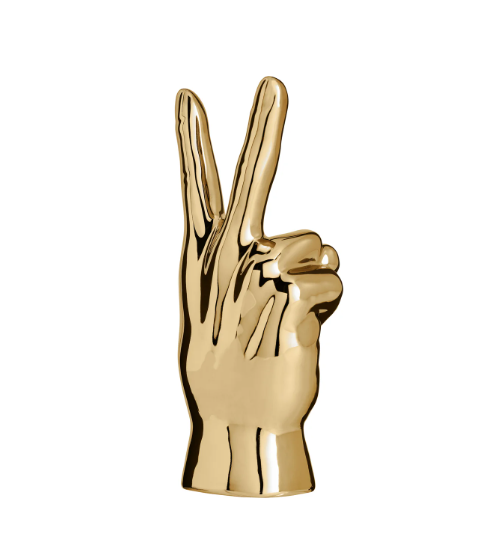 PEACE Gesture Hand Sculpture - Gold