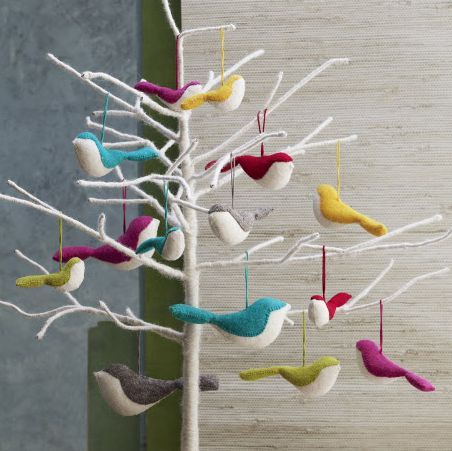 Color Block Flock Bird Ornaments – Assorted