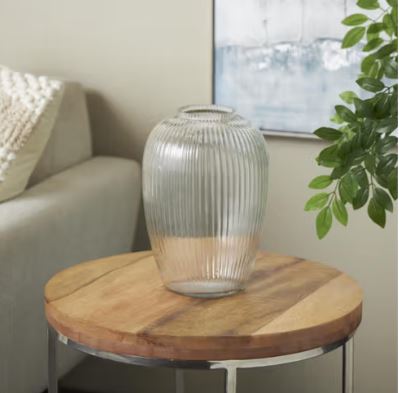 Fluted Ribbed Glass Vase