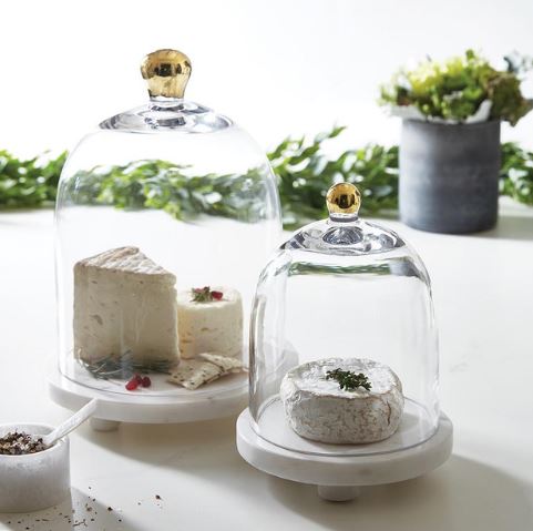 Glass Cloche w/ Gold Knob