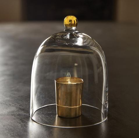 Glass Cloche w/ Gold Knob