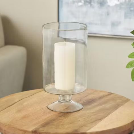 Glass Candle Holder with Elevated Base