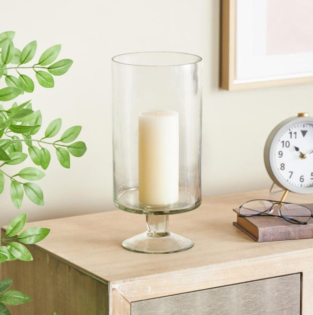 Glass Candle Holder with Elevated Base