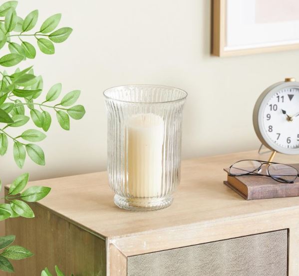 Fluted Ribbed Glass Candle Holder