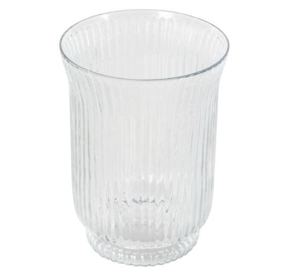 Fluted Ribbed Glass Candle Holder