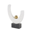 White Marble Sculpture w/ Gold Orb