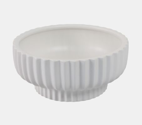 Ridged Pedestal Bowl - White