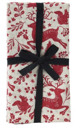 Reindeer Red Cotton Napkin