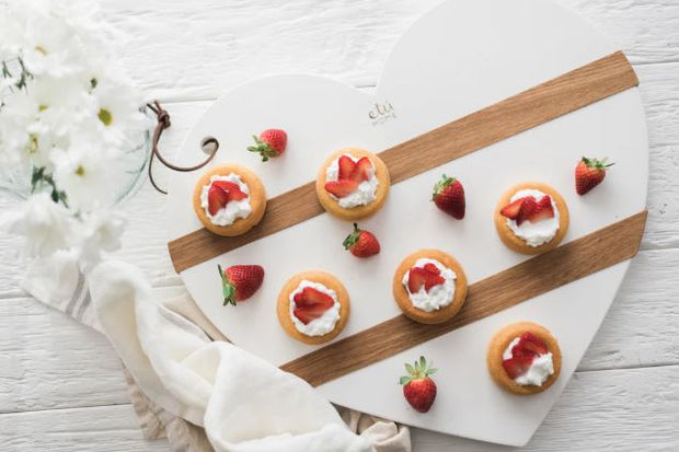 White Mod Heart Charcuterie Board