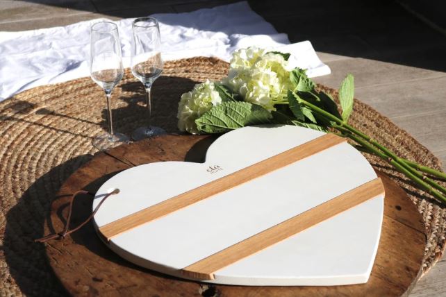 White Mod Heart Charcuterie Board