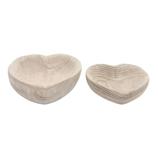 Natural Wooden Heart Bowl - Small