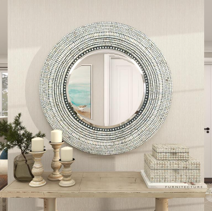 Gray Mother of Pearl Shell Mirror