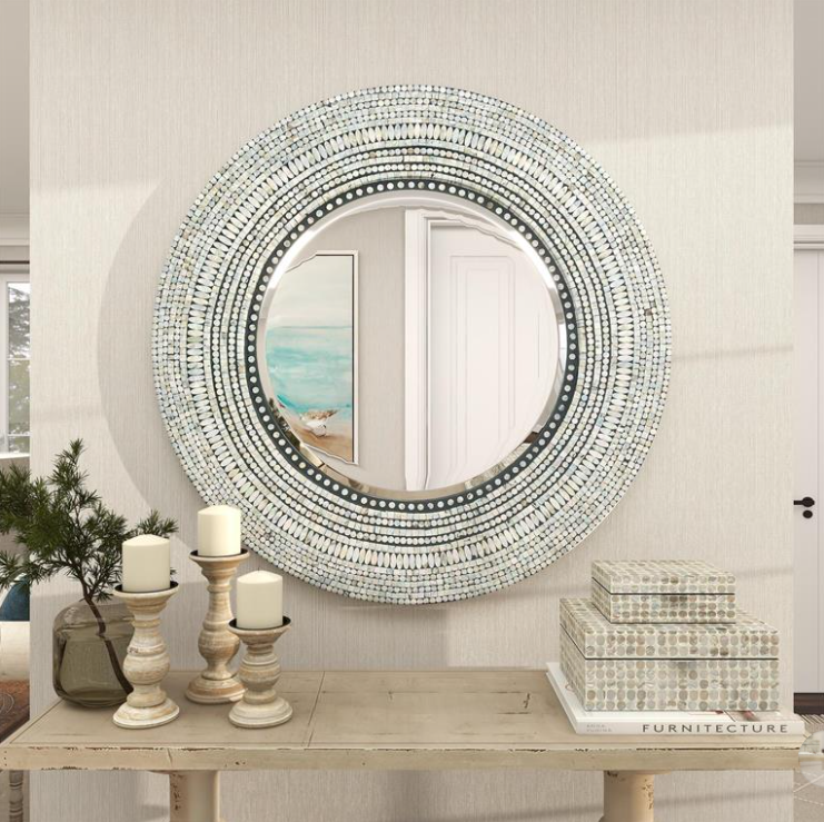 Gray Mother of Pearl Shell Mirror