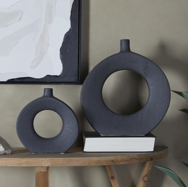Black Ceramic Donut Vase