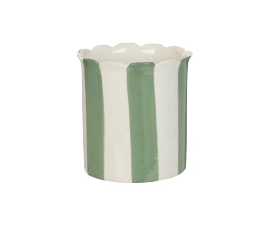 Green Striped Scallop Planter - Large