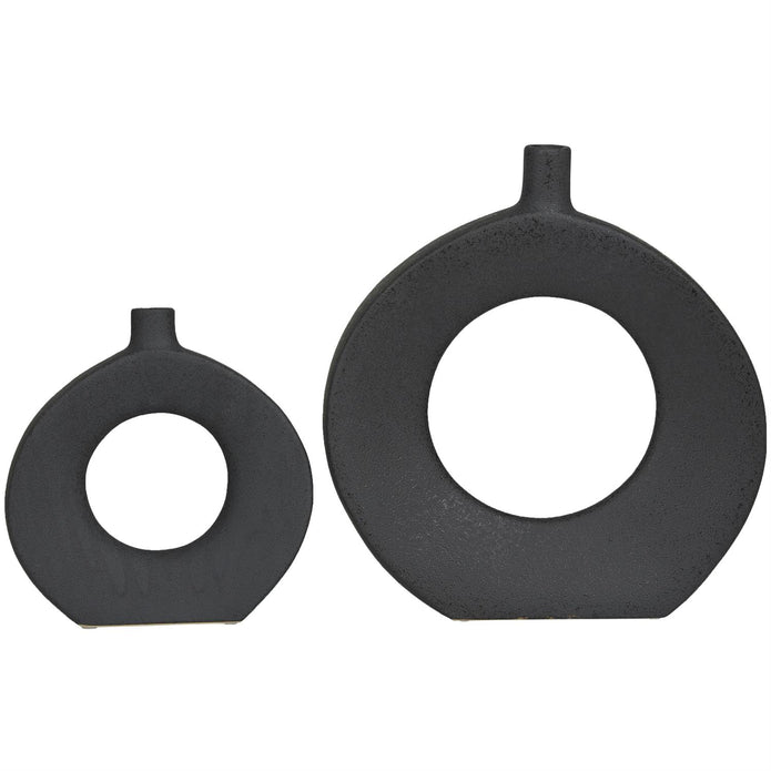 Black Ceramic Donut Vase