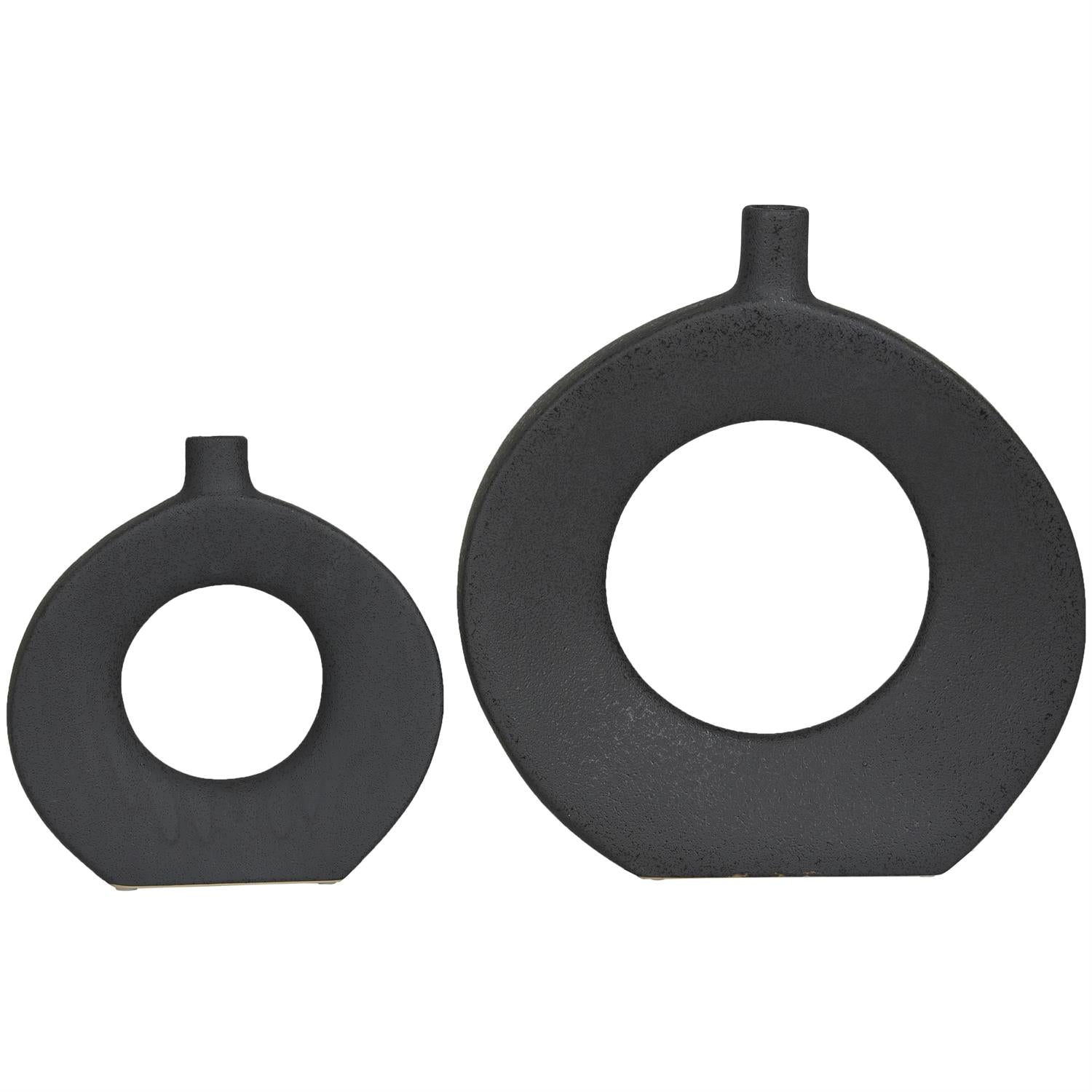 Black Ceramic Donut Vase