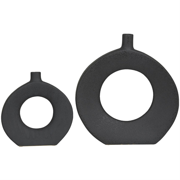 Black Ceramic Donut Vase