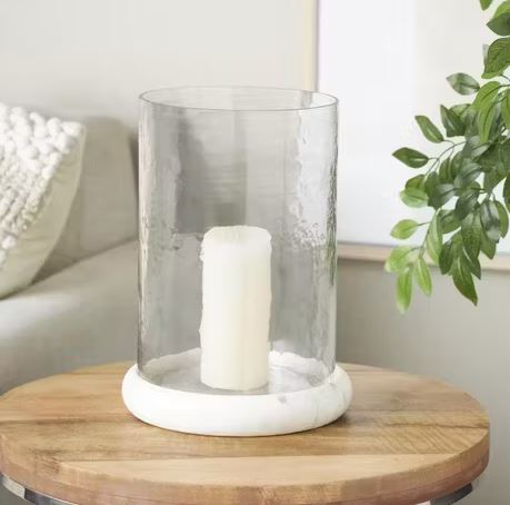 Glass Candle Holder with Marble Base