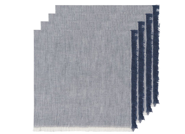 Midnight Blue Chambray Napkins - Set of 4