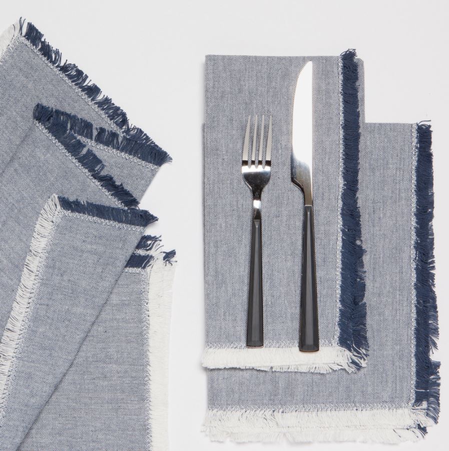 Midnight Blue Chambray Napkins - Set of 4