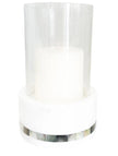 White Marble Grey Pearl Hurricane Candle Holder