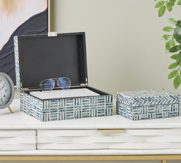 Blue Mother of Pearl Handmade Box Lrg