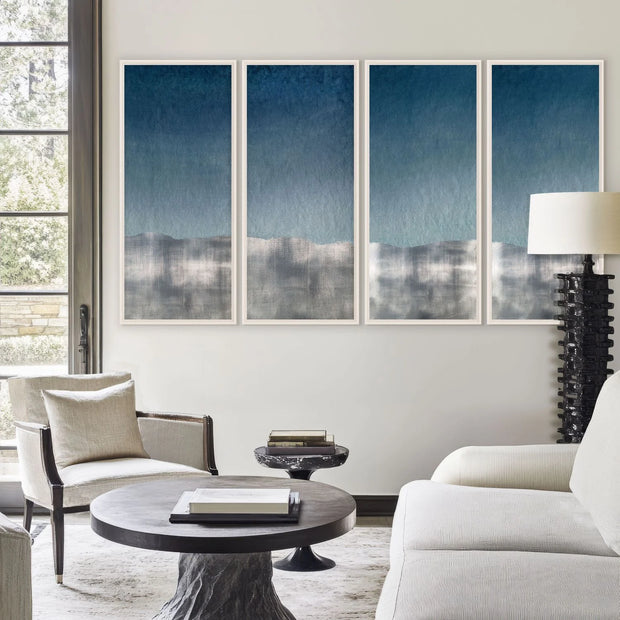 Navy Silver Wave Quadriptych