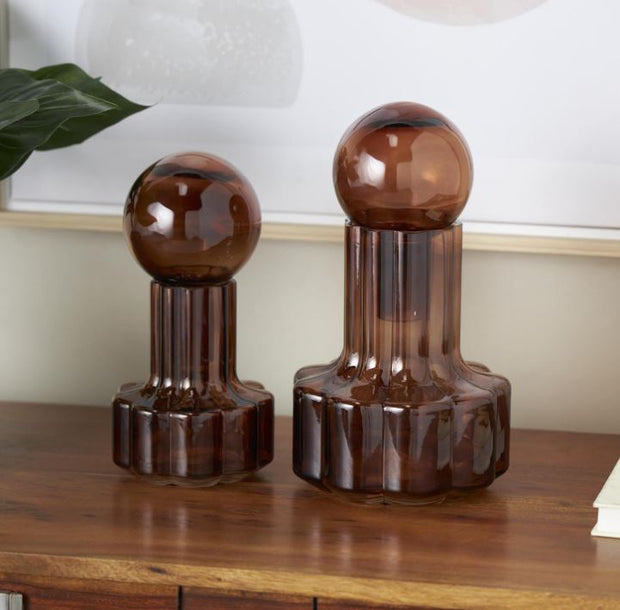 Abstract Brown Glass Jar - Small