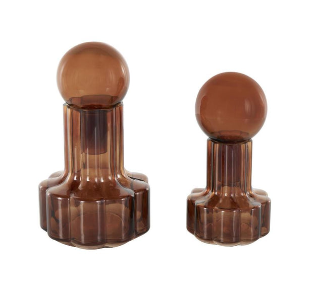 Abstract Brown Glass Jar - Small