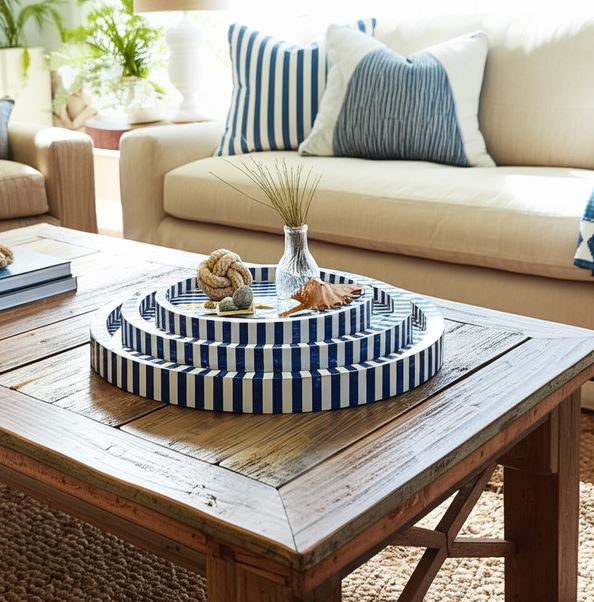 Blue Resin Round Tray - Large