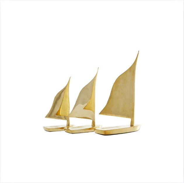 Gold Metal Sail Boat Decorative Sculpture