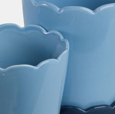 Blue Colorblock Scallop Planter - Large