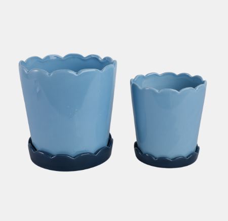 Blue Colorblock Scallop Planter - Small