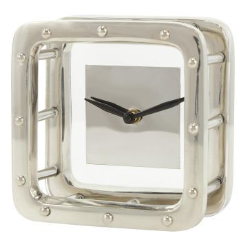 Silver Geometric Floating Clock