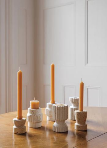 Petra Travertine Candle Holder 3"
