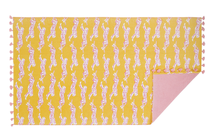 Leaping Leopard Beach Towel