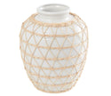 White Ceramic Linen Vase - Round