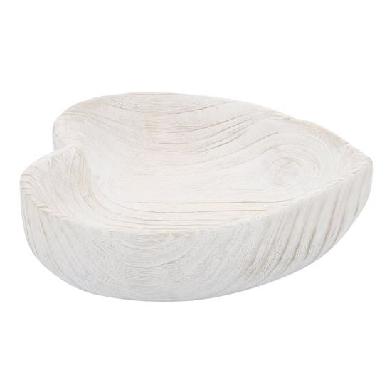 White Wooden Heart Bowl - Large