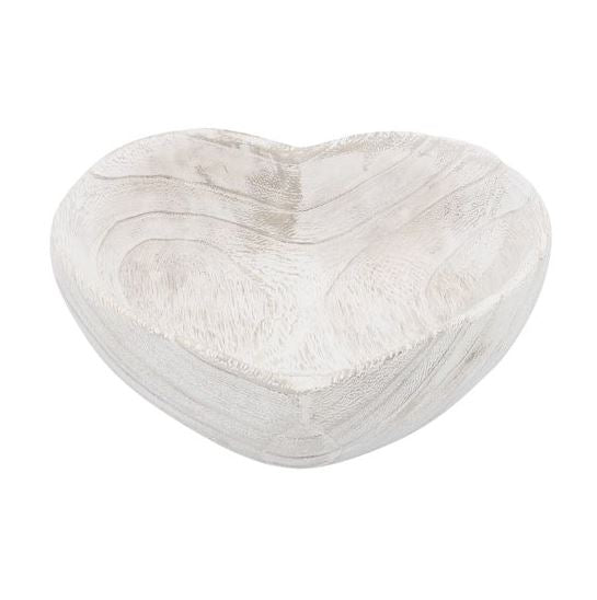 White Wooden Heart Bowl - Small