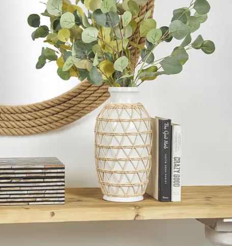 White Ceramic Linen Vase - Classic