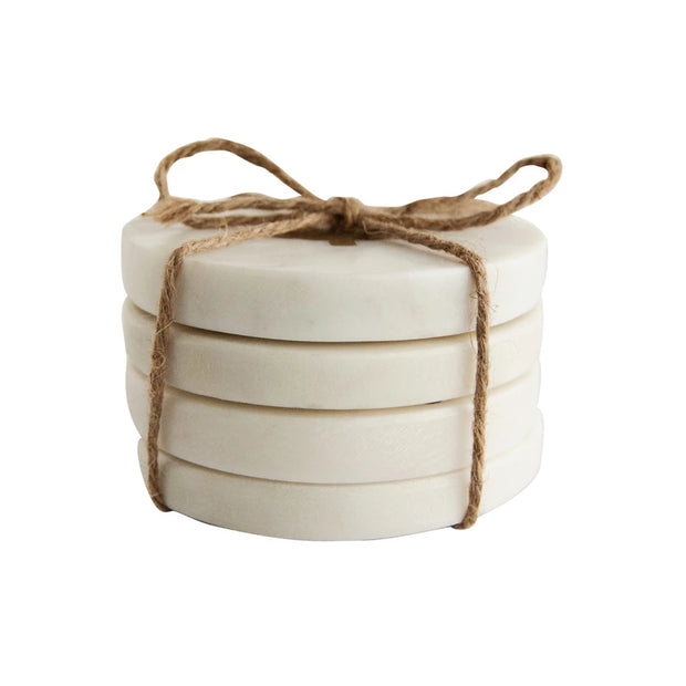 Marble Coasters with Brass Tree Inlay (Set of 4)